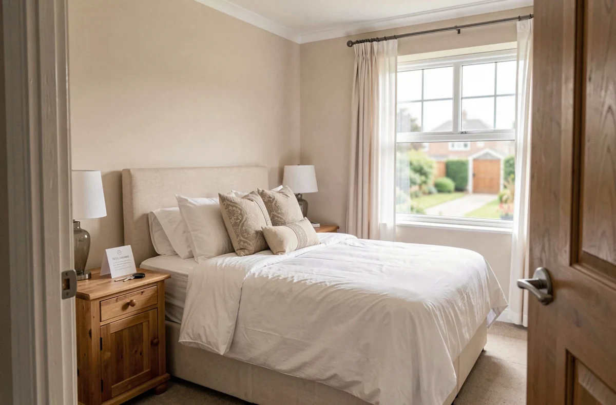 Chambre d'hôte bien aménagée avec clé et note d'accueil pour une location occasionnelle sécurisée