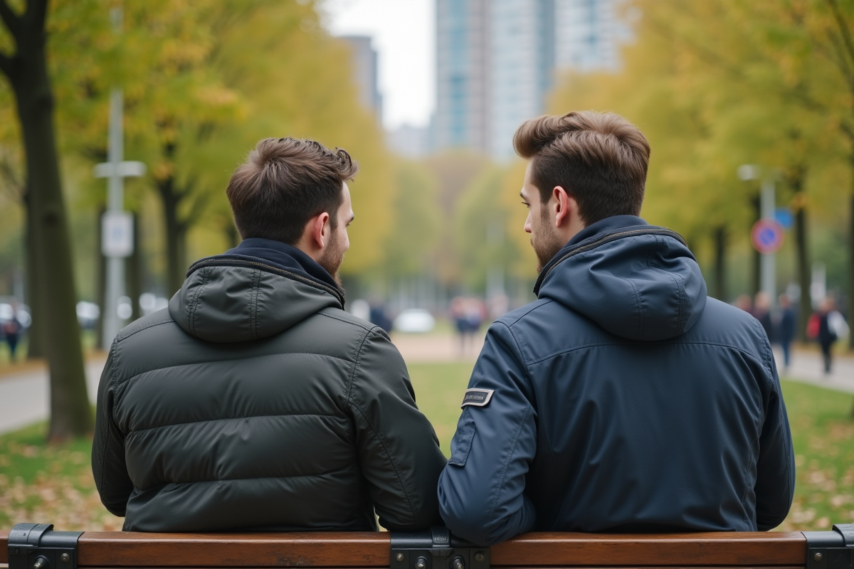 Deux hommes discutant d