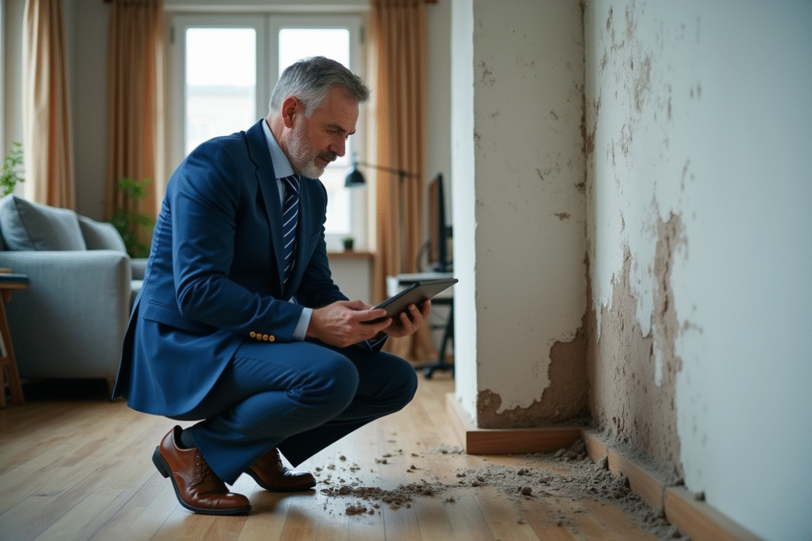 Expert assurance en inspection de dommages d'eau dans un appartement
