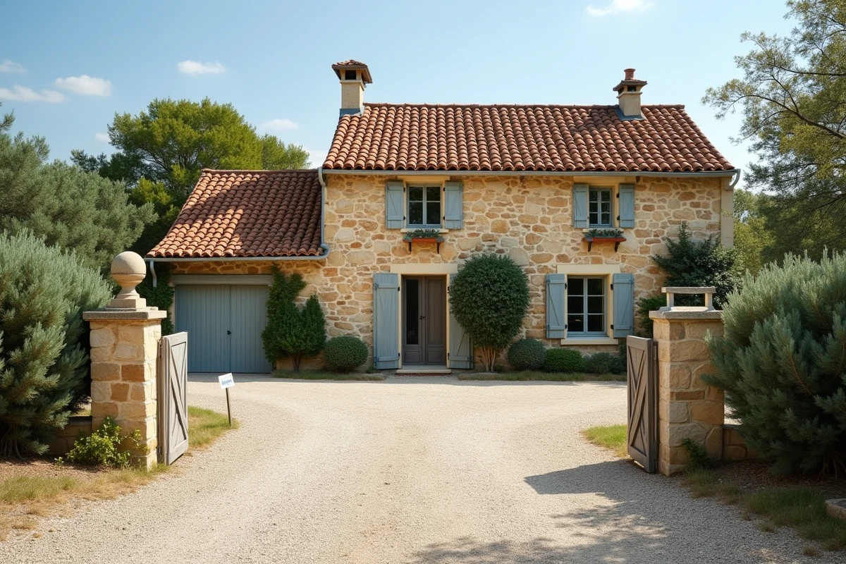 Façade d'une maison en pierre à vendre dans le Gard par un particulier, extérieur soigné pour séduire les acheteurs au premier regard